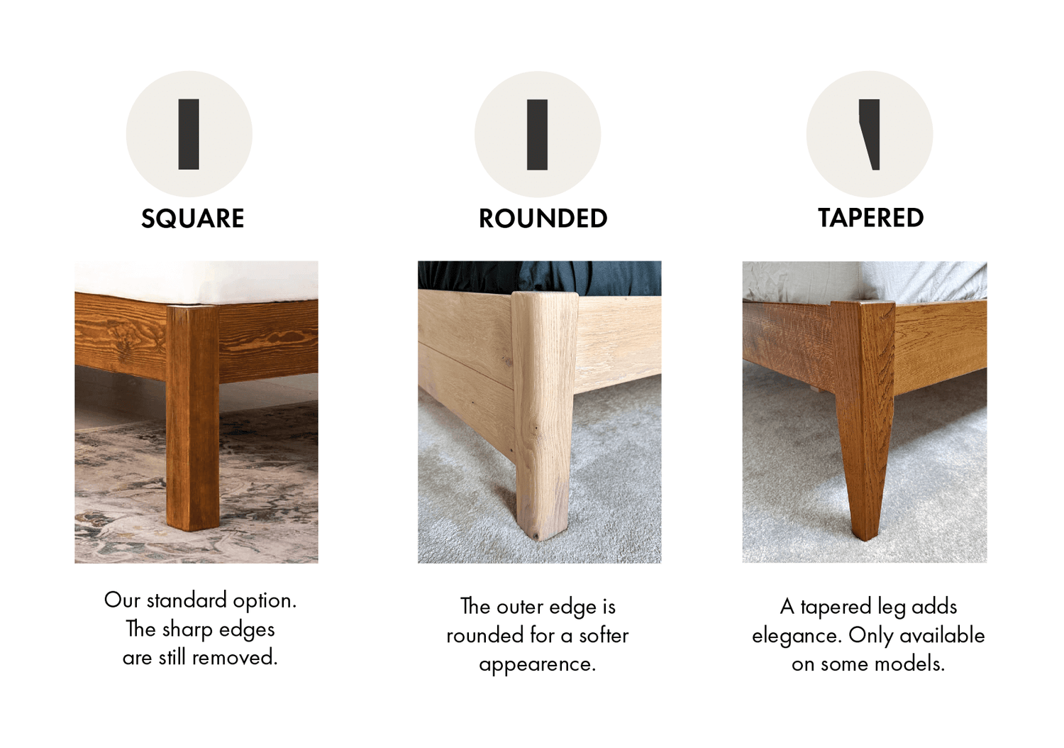 Wooden Bed Leg Options