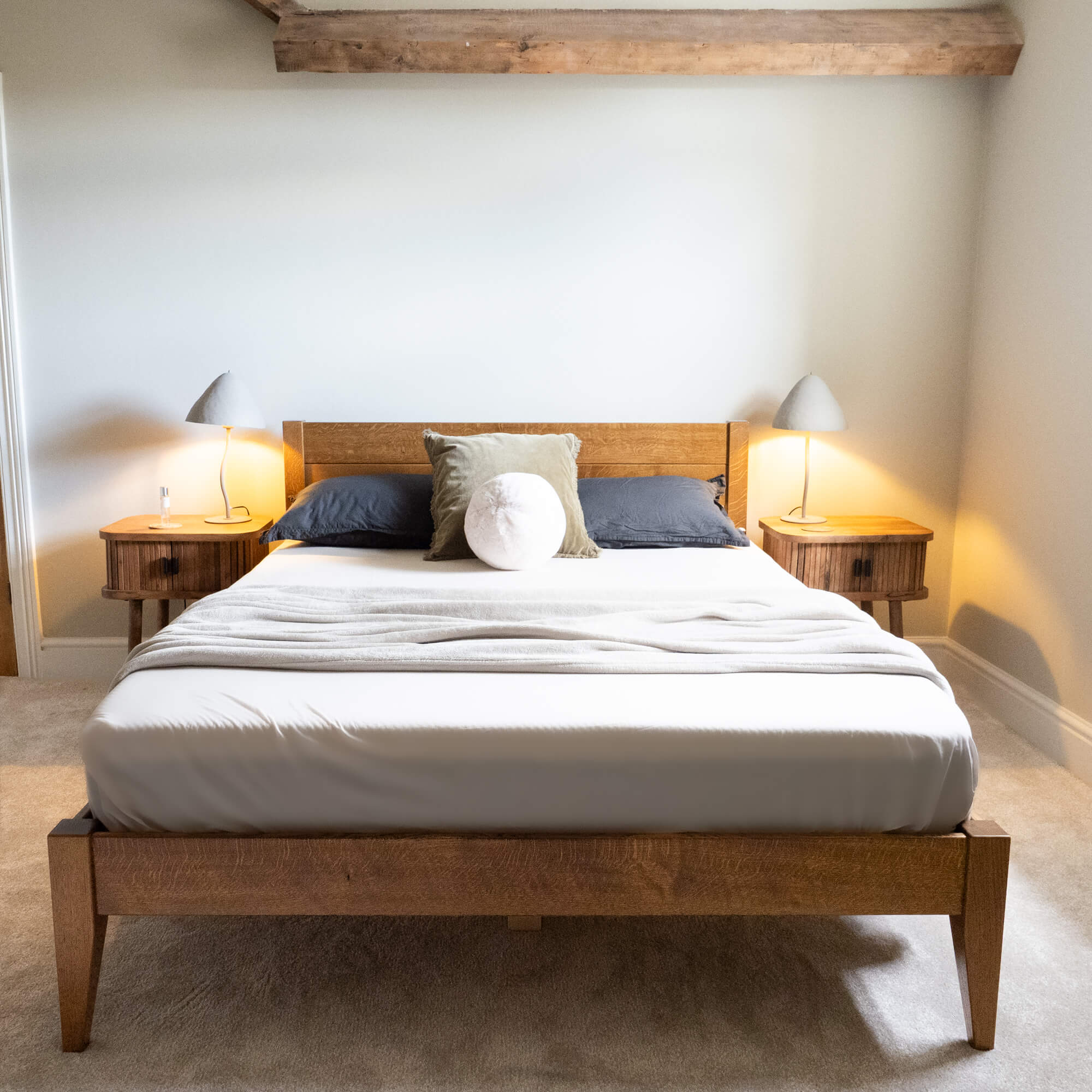 Model 01 - Solid Oak - Walnut Finish - Tapered Legs (Customer Home)