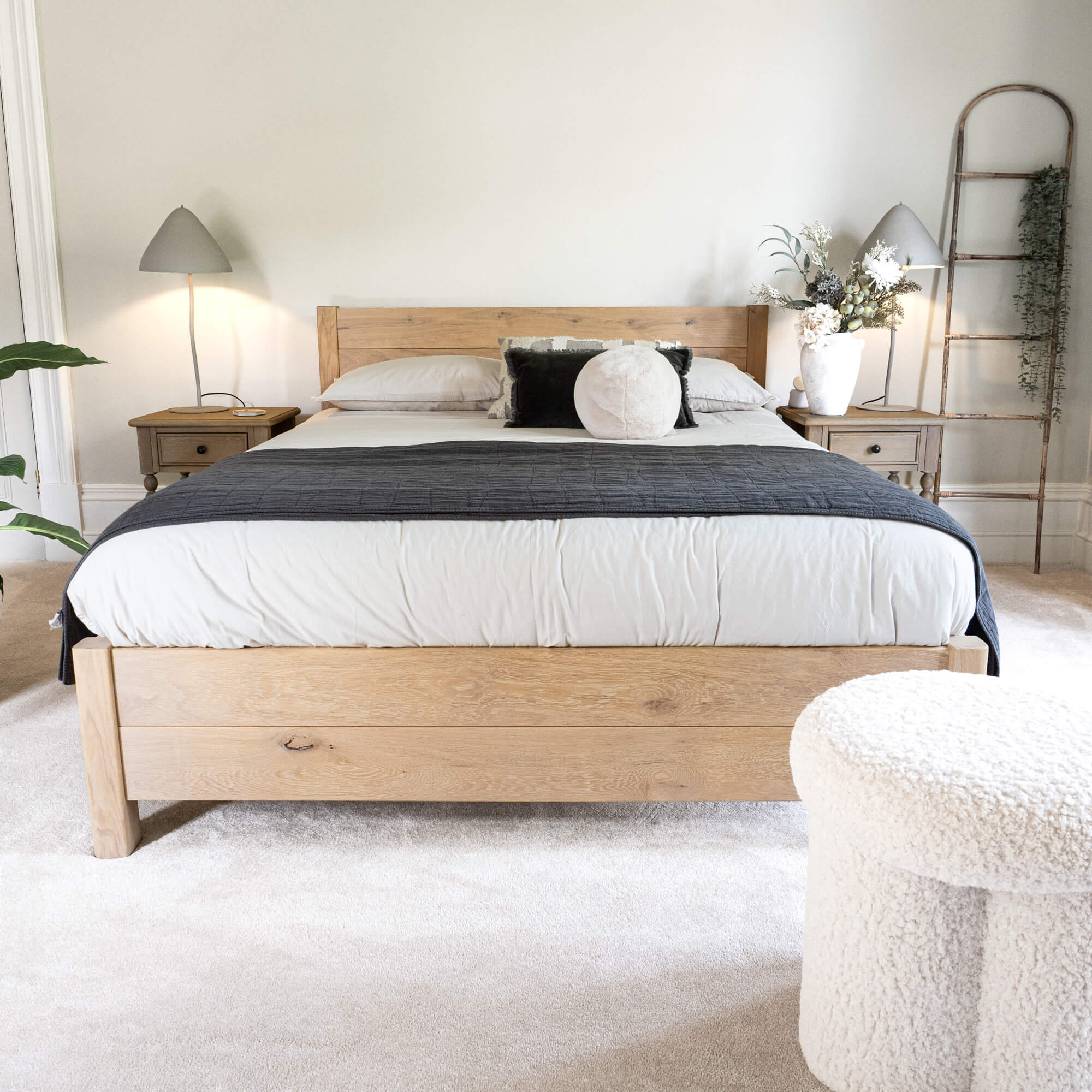 Model 03 - King - Rubio Monocoat Natural Finish - Rounded Footboard Posts (Customer Home)