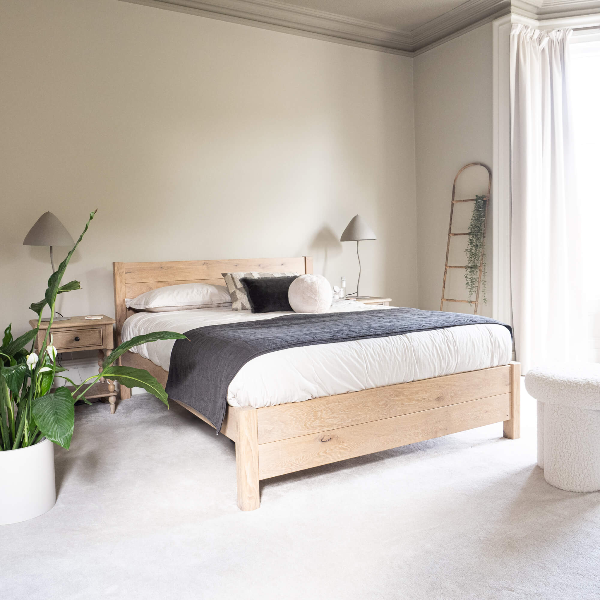 Model 03 - King - Rubio Monocoat Natural Finish - Rounded Footboard Posts
