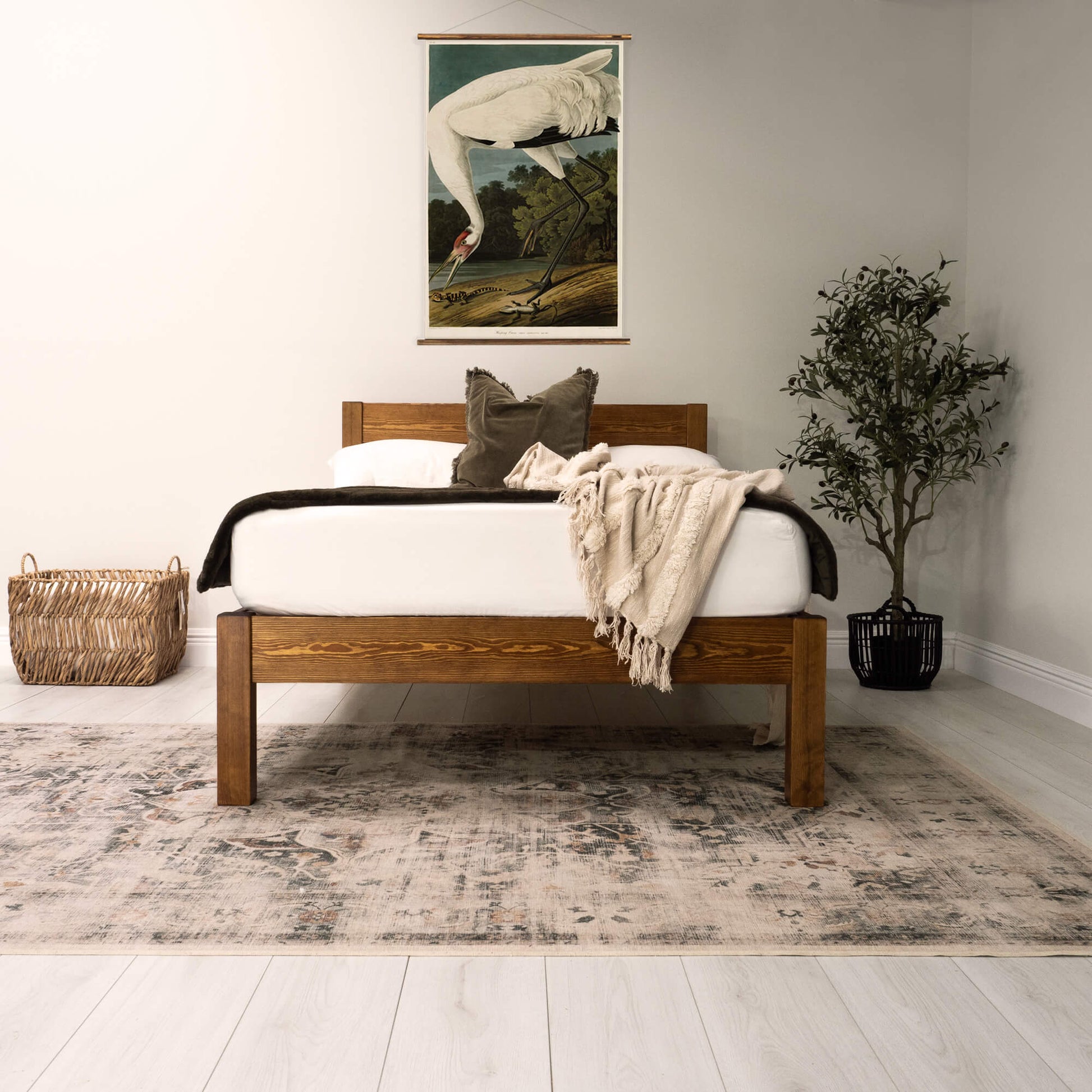 Model 01 - Handmade Wooden Bed - Pine - Walnut Finish