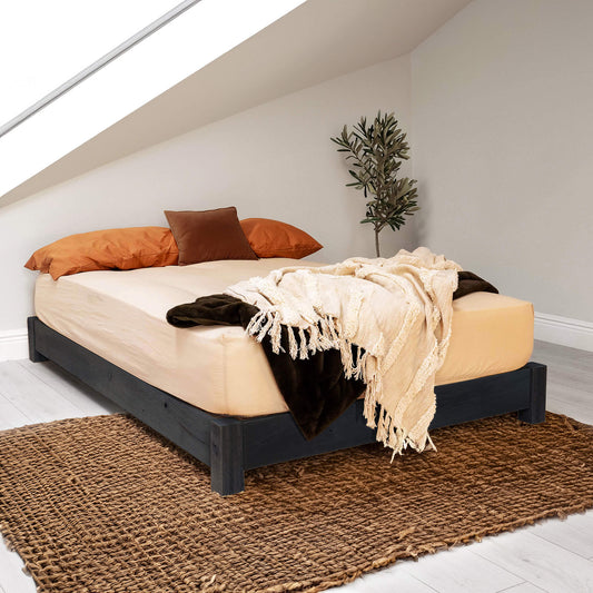 Model 08 - Low Wooden Bed, No Headboard – Black