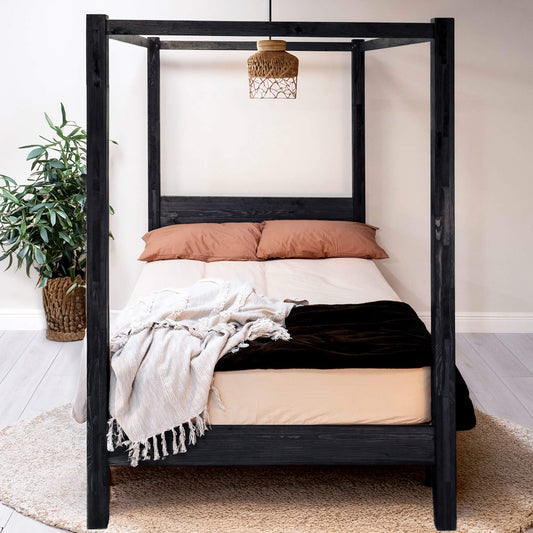 Model 06 - Four Poster Wooden Bed – Black