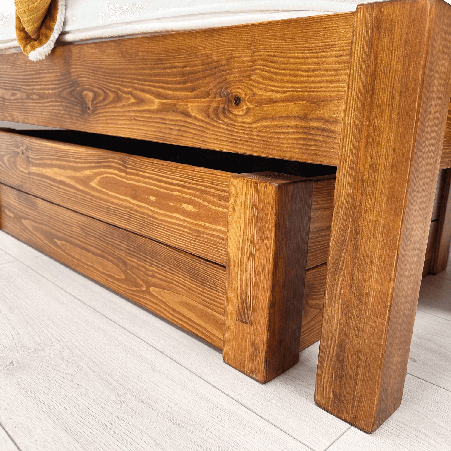 Under Bed Drawer - Solid Pine - Walnut Finish