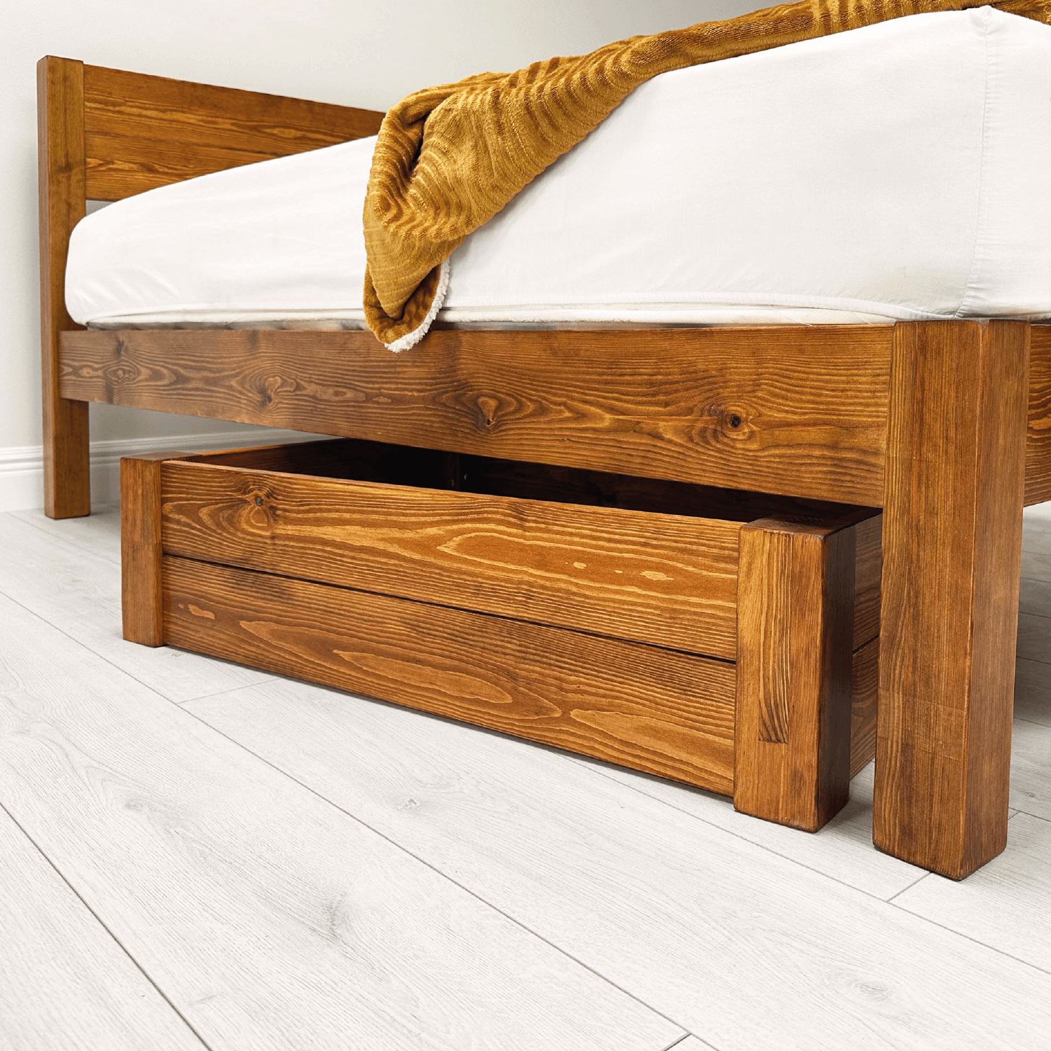 Under Bed Drawer - Solid Pine - Walnut Finish