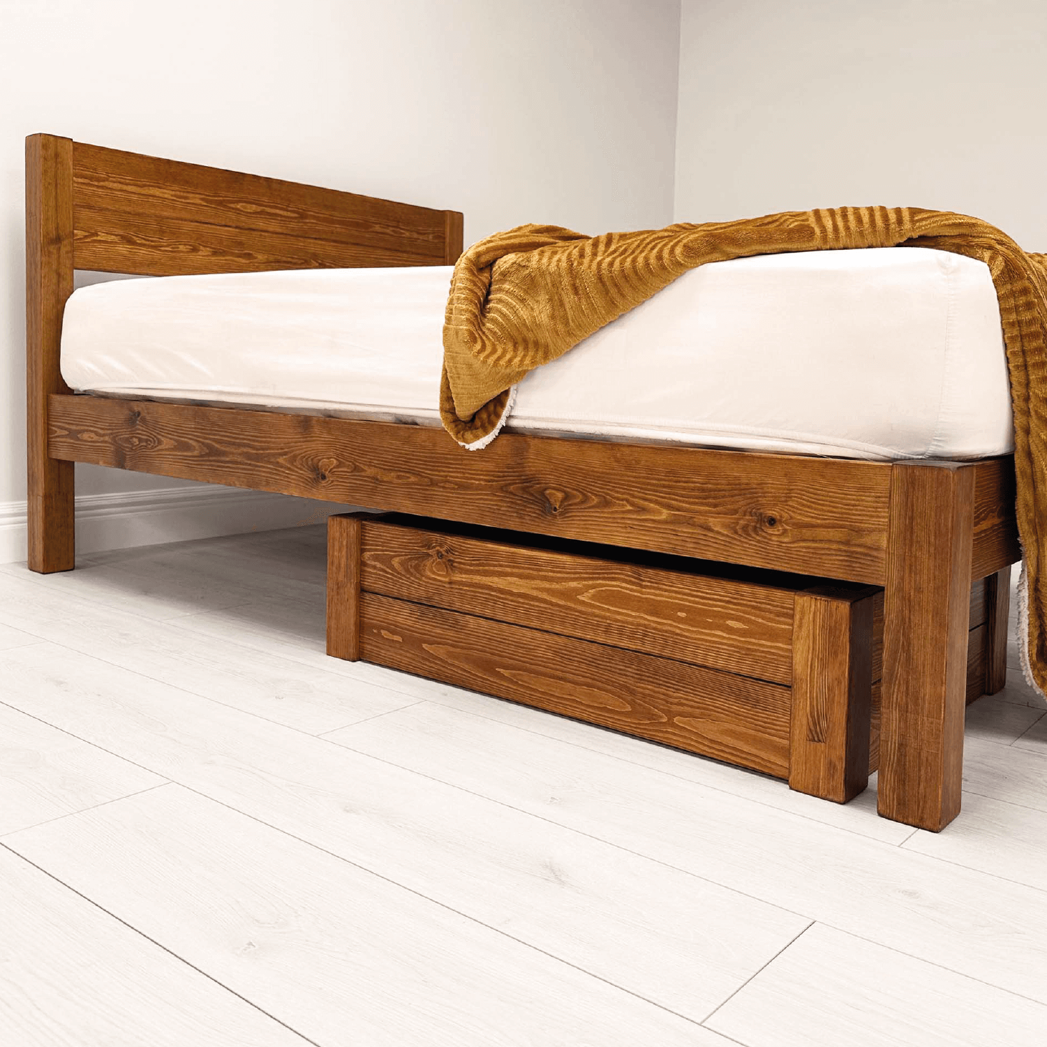 Under Bed Drawer - Solid Pine - Walnut Finish