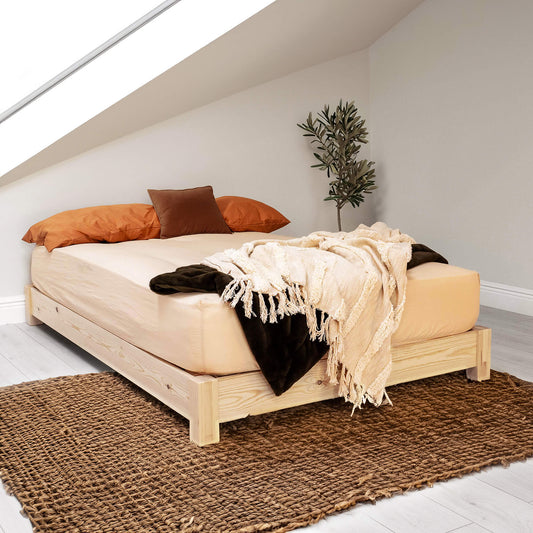 Model 08 - Low Wooden Bed, No Headboard – Light