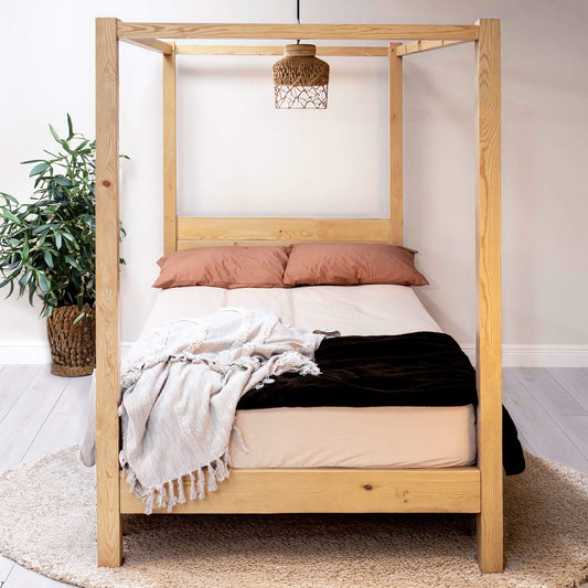 Model 06 - Four Poster Wooden Bed – Light