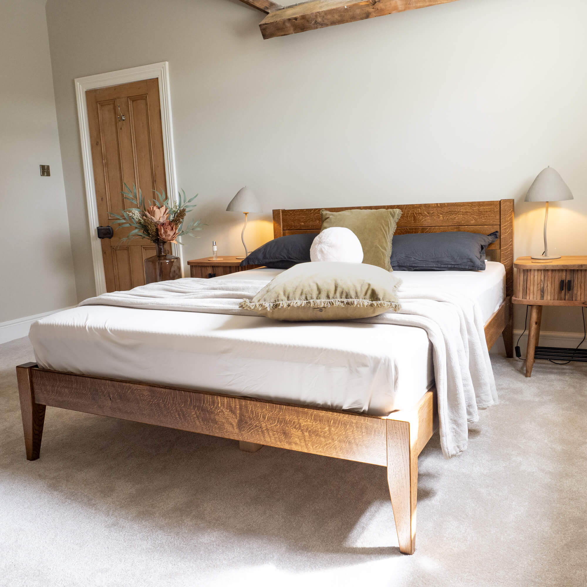 Model 01 - Solid Oak - Walnut Finish - Tapered Legs (Customer Home)