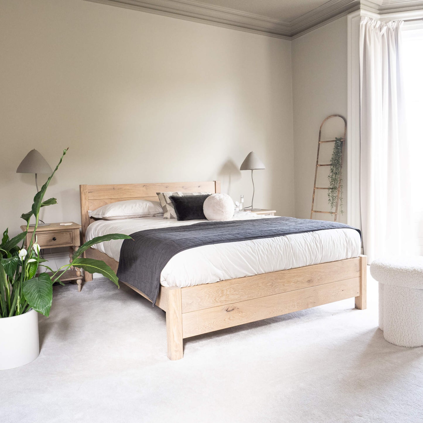 Model 03 - King - Rubio Monocoat Natural Finish - Rounded Footboard Posts
