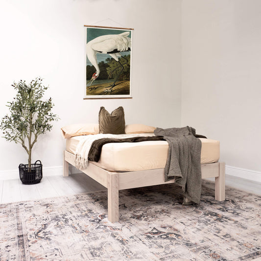 Model 02 - Wooden Platform Bed, No Headboard – White