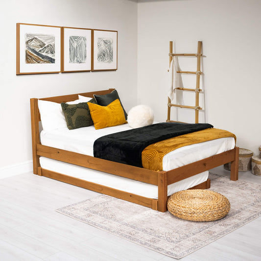 Model 10 - Wooden Trundle Bed – Walnut