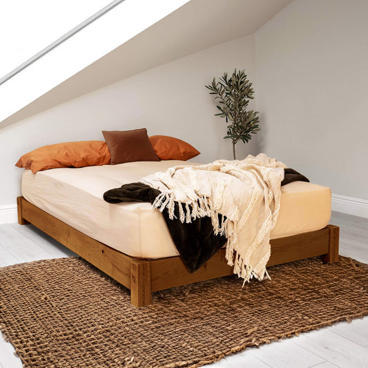Model 08 - Low Wooden Bed, No Headboard – Walnut