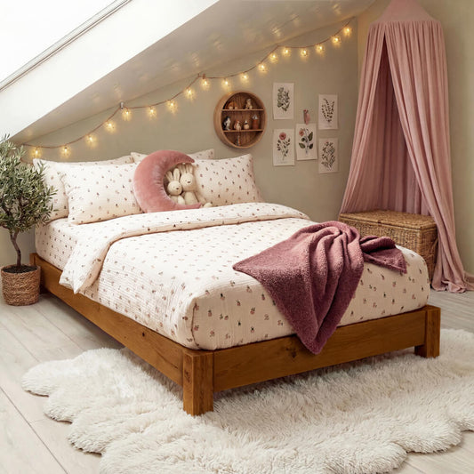 Model 15 - Children's Low Wooden Bed, No Headboard – Walnut