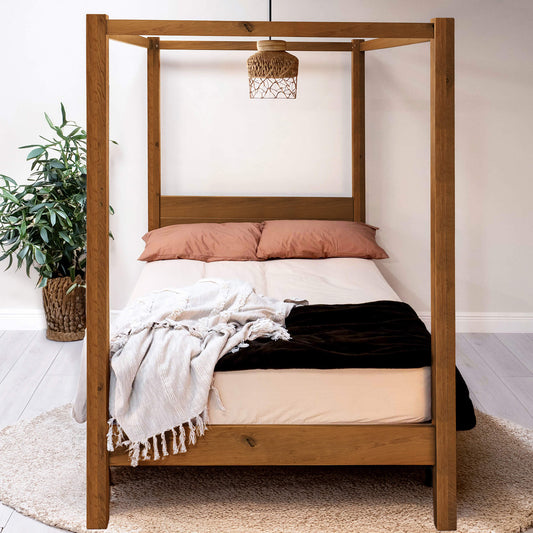 Model 06 - Four Poster Wooden Bed – Walnut