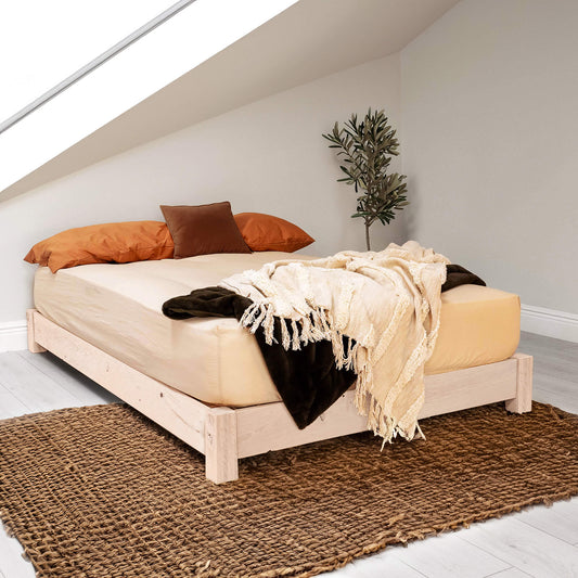 Model 08 - Low Wooden Bed, No Headboard – White