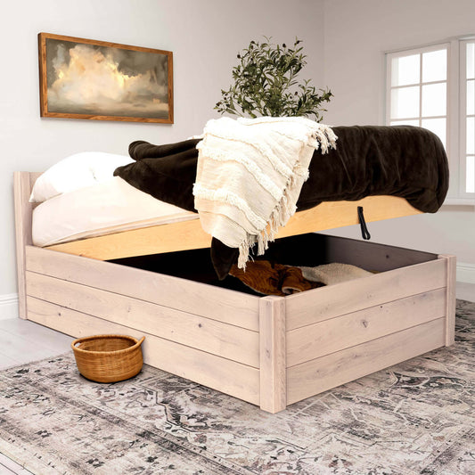 Model 12 - Wooden Ottoman Bed - Increased Height – White
