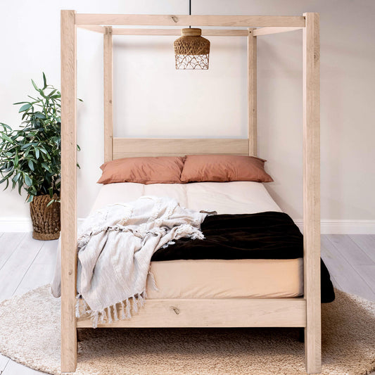 Model 06 - Four Poster Wooden Bed – White