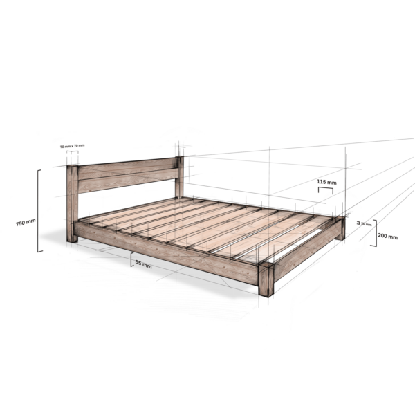 low wooden bed drawing