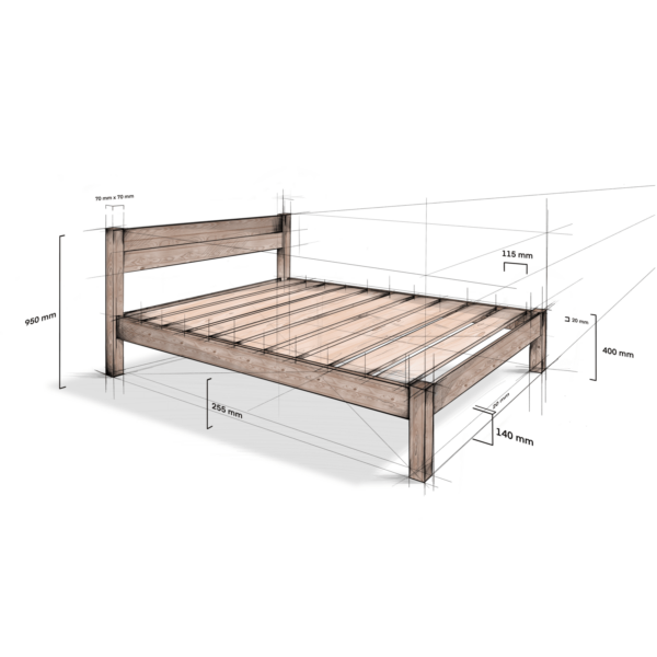 Wooden bed frame drawing